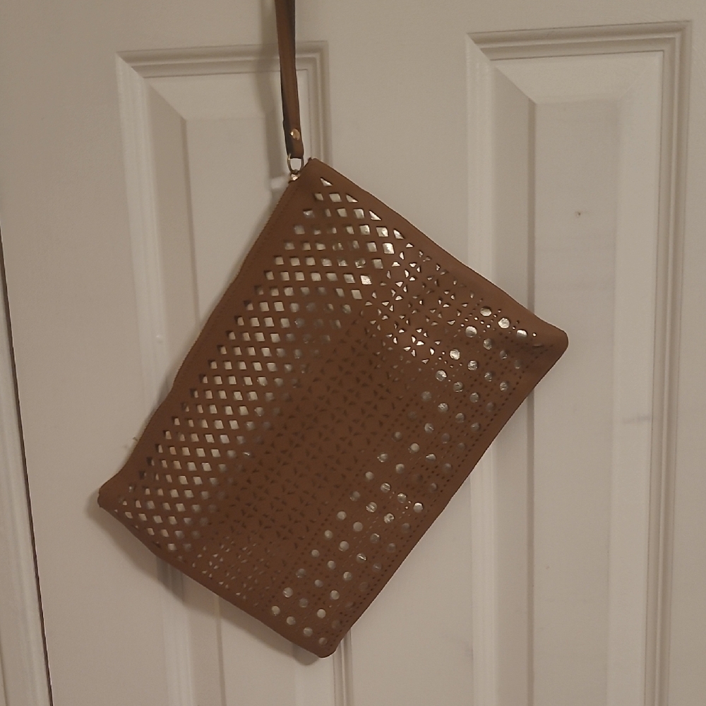 New Look Brown Perforated Wristlet Clutch